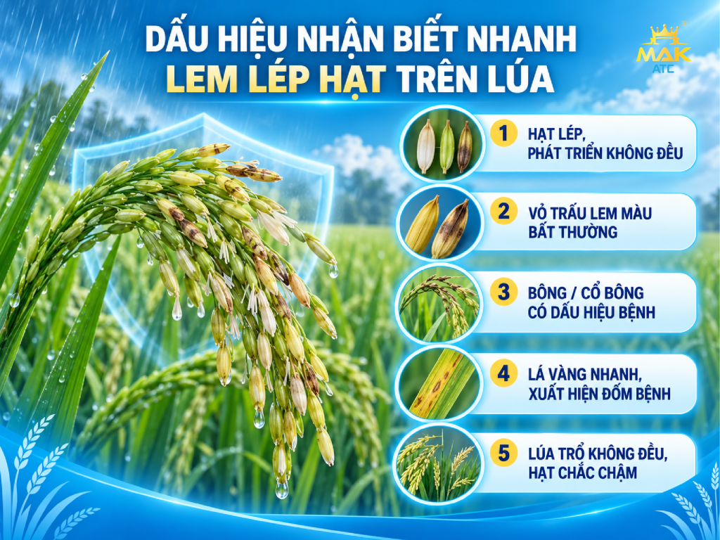 Dấu hiệu nhận biết nhanh lem lép hạt trên lúa